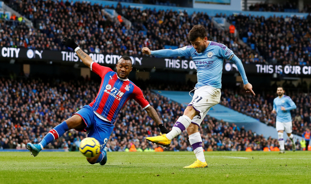 크리스탈 팰리스전에서 슈팅 시도하는 다비드 실바. 로이터연합뉴스.