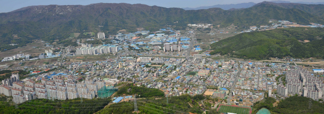 지난달 말 세 번째 미분양 관리지역에사 해제된 양산시. 사진은 웅상출장소 4개 동 전경. 양산시 제공