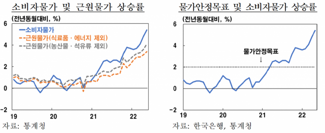 한국은행이 올해 소비자물가 상승률에 대해 당초 예상보다 더 높아질 수 있다는 분석을 내놓았다. 한국은행 제공.