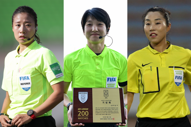 FIFA 2023 호주·뉴질랜드 여자월드컵에 주·부심으로 참가하고 있는 한국인 심판들. 왼쪽부터 오현정 주심, 이슬기 부심, 박미숙 부심. 대한축구협회 제공