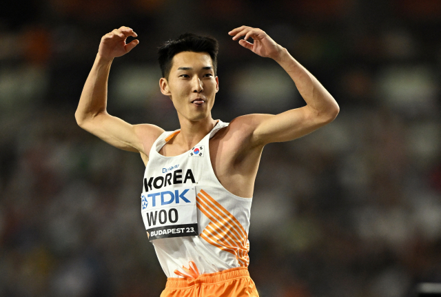 2023 세계육상연맹 다이아몬드리그 남자 파이널 높이뛰기 챔피언을 노리고 있는 우상혁. 로이터연합뉴스