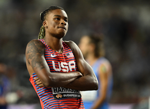 2023 세계육상연맹 다이아몬드리그 남자 파이널 높이뛰기에서 우상혁과 우승을 다툴 것으로 전망되는 미국의 주본 해리슨. 로이터연합뉴스