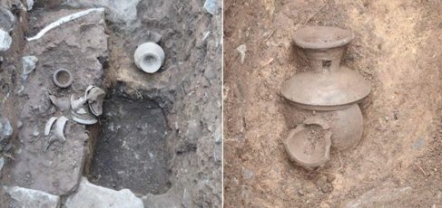 부산 서구 천마산에서 발굴된 토기의 출토 당시 모습. 6세기 중반 삼국~통일신라께 사용되던 것으로 추정된다. 서구청 제공