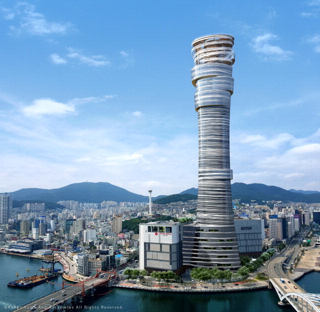 부산 중구 광복동에 들어서는 부산롯데타워 완공 후 예상 이미지. 롯데쇼핑 제공