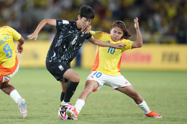 12일(한국시간) 열린 FIFA U-20 여자 월드컵 한국-콜롬비아의 경기 모습. AP연합뉴스