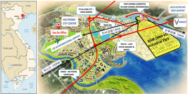 ‘베트남 남딘부항 물류부지 개발사업’ 사업대상 위치도. 해수부 제공
