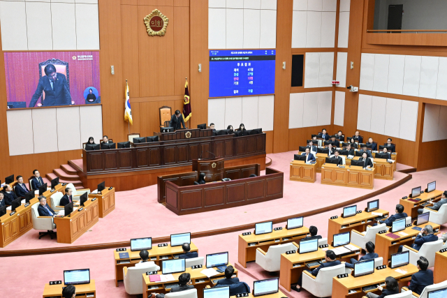 부산시의회는 22일 부산시의 도시계획 조례 일부 개정안을 고친 수정안을 표결에 부쳐 가결했다. 시의회 제공