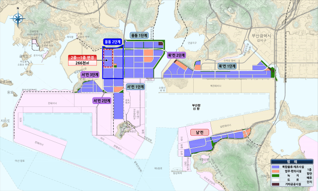 부산항 신항 항만배후단지 토지이용계획도. 해수부 제공