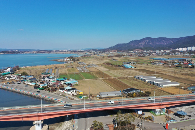 선상지 전망타워에서 볼 수 있는 조망권. 사천시 제공