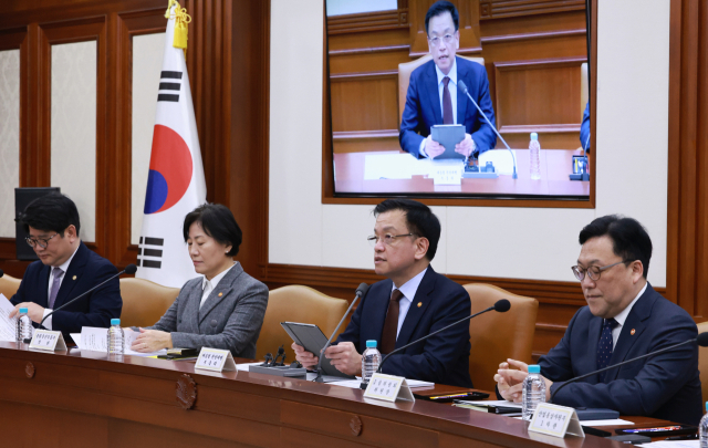 최상목 대통령 권한대행 부총리 겸 기획재정부 장관이 5일 정부서울청사에서 열린 '국정현안관계장관회의 겸 경제관계장관회의 겸 산업경쟁력강화관계장관회의'에서 발언하고 있다. 연합뉴스