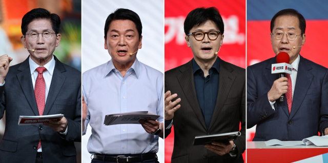 국민의힘 대선 후보 경선 선거관리위원회는 22일 2차 경선에 진출할 4명의 후보를 발표했다. 첫번째 컷오프를 통과한 '4강 후보'에는 김문수·안철수·한동훈·홍준표 후보가 이름을 올렸다. 연합뉴스
