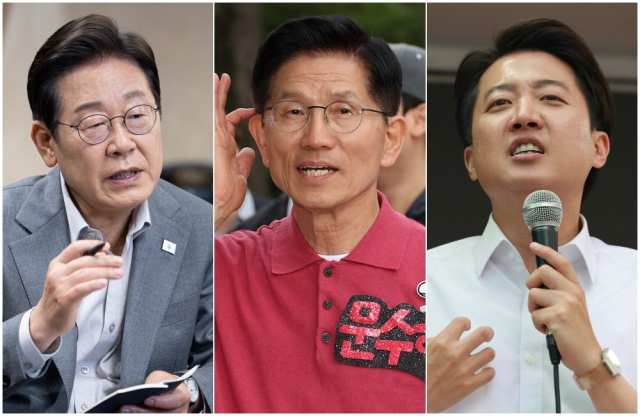 왼쪽부터 더불어민주당 이재명 후보, 국민의힘 김문수 후보, 개혁신당 이준석 후보. 연합뉴스
