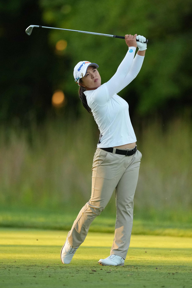 김세영이 31일(한국 시간) 미국 매사추세츠주 노턴의 보스턴 TPC(파72)에서 열린 LPGA 투어 FM 챔피언십 대회 3라운드 16번 홀에서 샷을 하고 있다. AFP연합뉴스