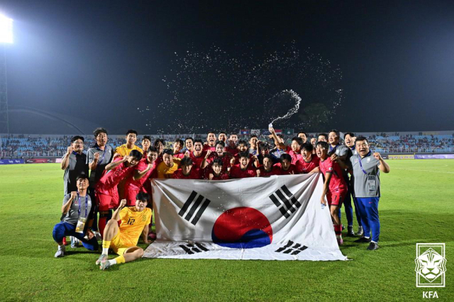 U-23 아시안컵 본선에 진출한 한국 U-22 대표팀. 대한축구협회 제공