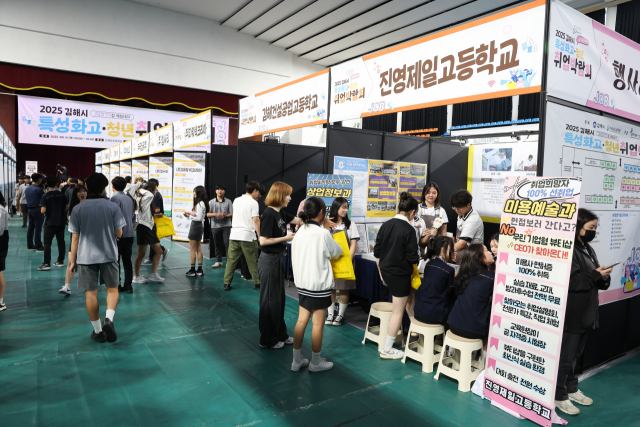 경남 김해시와 경남교육청이 지난달 김해에서 개최한 고교생·청년 대상 취업박람회 현장. 김해시 제공