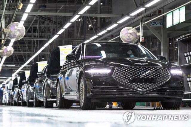 현대차 제네시스 생산라인. 연합뉴스