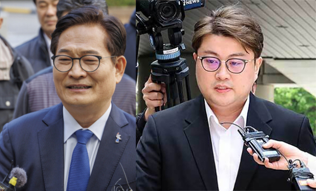 송영길 소나무당 대표(왼쪽), 가수 김호중. 연합뉴스