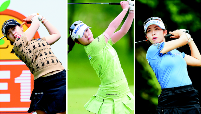 12월 6~7일 부산 기장군 아시아드 컨트리클럽에서 열릴 ‘2025 백송홀딩스·부산일보 CHARITY MATCH in ASIAD CC’에 출전하는 국내파 팀인 박현경(왼쪽부터), 이예원, 배소현. KLPGA 제공