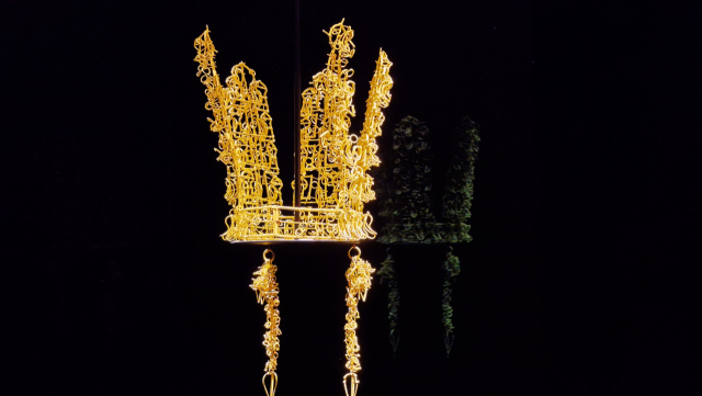 경북 경주시 국립경주박물관 신라역사관에 전시된 천마총 금관 재현품. 남태우 기자