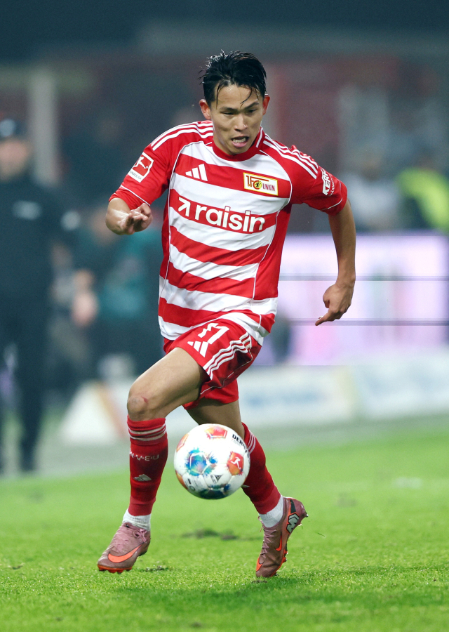 지난 10일(한국 시간) 분데스리가에서 리그 첫 골을 기록한 우니온 베를린의 정우영. 로이터연합뉴스