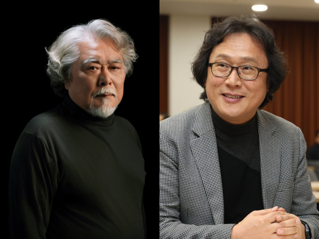 제20회 부산연극상 '예인 연극상' 수상자 박찬영(왼쪽)과 공로상 수상자 서승우. 부산연극협회 제공