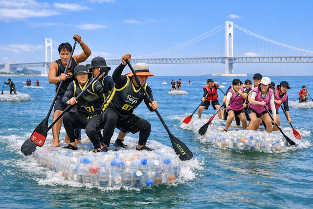 부산 수영구청이 인공지능(AI)으로 제작한 제로웨이스트 패들보드 챌린지 예상 모습. 부산 수영구청 제공