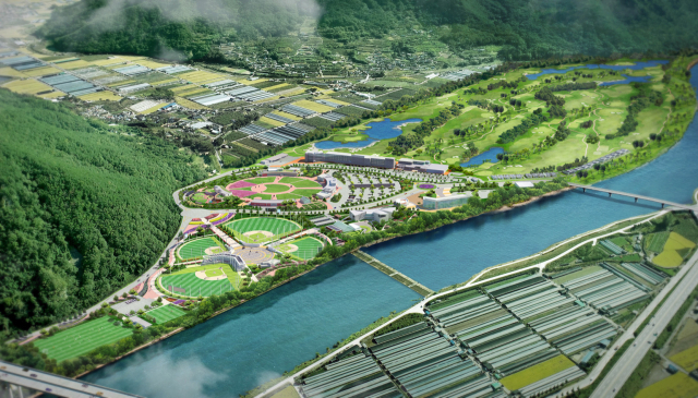 경남 밀양시 단장면에 조성중인 밀양농어촌관광휴양단지 조감도. 밀양시 제공