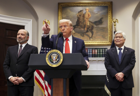 도널드 트럼프 미국 대통령의 연설 모습.연합뉴스