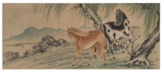 부산박물관 소장유물 '유하마도(柳下馬圖)'