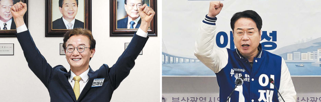 더불어민주당 부산시장 후보 자리를 놓고 경선 맞대결이 유력한 전재수(왼쪽) 의원과 이재성 전 부산시당위원장. 연합뉴스·부산시의회 제공