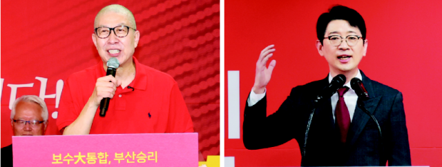 박형준 부산시장이 30일 오전 부산 강서구 에코델타시티 스마트시티랩에서 열린 ‘자율주행 모빌리티 서비스 오픈식’에 참석해 인사를 하고 있다(왼쪽). 국민의힘 주진우 의원. 정종회 기자 jjh@·이재찬 기자 chan@