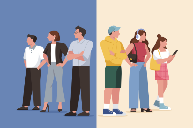 구조적인 문제로 인해 영포티와 2030 세대의 갈등이 깊어지고 있다. 클립아트코리아 제공