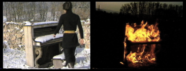 김순기, 준비된 피아노, 1985, 프로젝터 1대에 2채널 비디오, 컬러, 사운드, 5분 56초, ed. 37. 부산현대미술관 소장