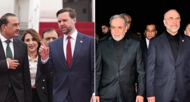 미국 대표단(왼쪽)과 이란 대표단. AP·EPA 연합뉴스 자료사진.