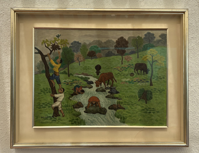 ‘목동과 낙원을 그린 거제 화가, 양달석 특별전’에서 전시 중인 작품. 해조음미술관이 소장 중인 작품으로 '소와 목동' 연작 중 하나이다. 김은영 기자 key66@