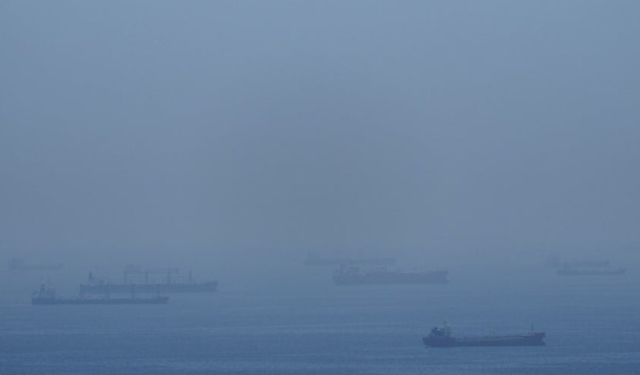 호르무즈 해협에 닻을 내리고 멈춰있는 선박들. AP연합뉴스.