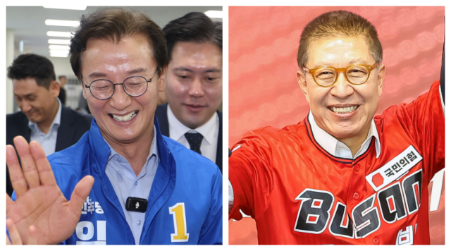 더불어민주당 전재수(왼쪽) 부산시장 후보와 국민의힘 박형준 후보. 부산일보DB