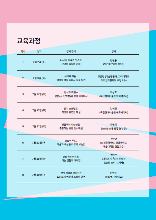 부산시립미술관 ‘도슨트 양성 심화과정’ 참가자 모집을 알리는 교육 홍보 이미지. 부산시립미술관 제공