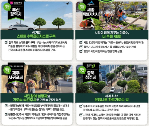 가로수 관리 잘한 지자체는?…산림청, 우수사례 8곳 놓고 국민투표