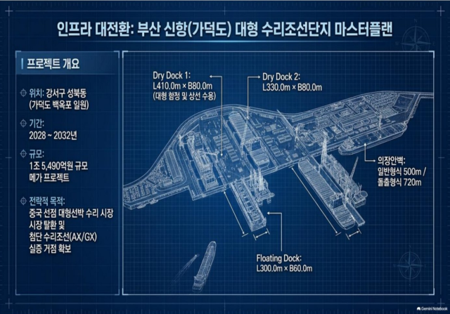 부산항 신항(가덕도) 대형 수리조선단지 마스터플랜. 부산시 제공. ‘마스가(MASGA) 시대를 여는 해양 MRO·수리조선 클러스터 구축을 위한 토론회 자료집 일부 캡처