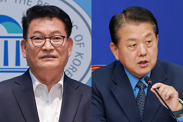 송영길 의원(왼쪽)과 김병주 의원. 연합뉴스