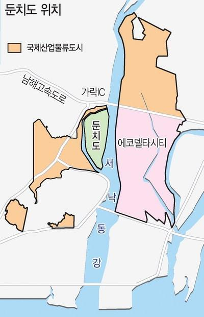 둔치도 위치도. 부산일보 DB