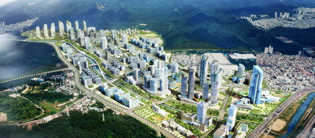 센텀2지구 도심융합특구가 부산 첨단산업 핵심 거점으로 제 기능을 하려면 배후 주거지 확보가 필수라는 분석이 나왔다. 센텀2지구 도심융합특구 조감도. 부산도시공사 제공
