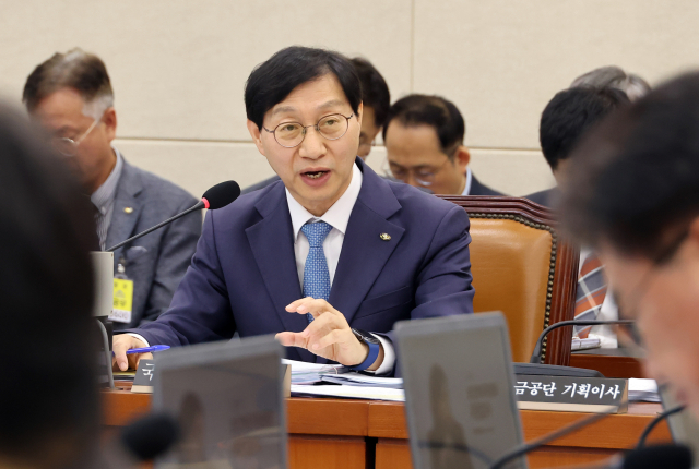 김성주 국민연금공단 이사장이 14일 국회에서 열린 보건복지위원회 국정감사에서 위원 질문에 답하고 있다. 연합뉴스